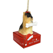 Yorkie with Bone Ornament