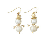 Gold Pearl Snowmen - Earrings