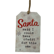 Wooden Plaid Gift Tag Ornament - Santa Said