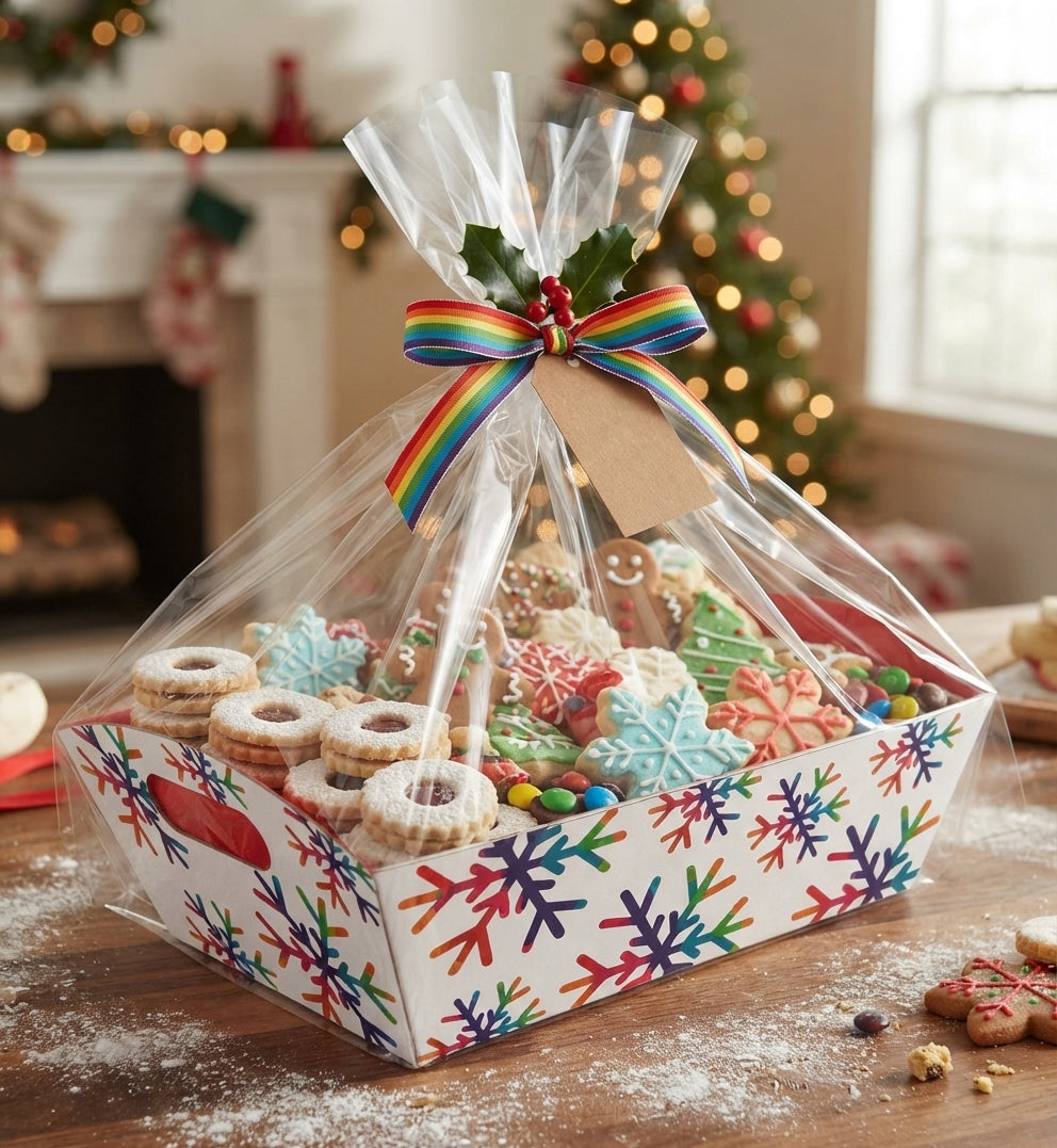 Cookie Tray With Cello Wrap - Holiday Snowflake