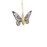 Metal and Mango Wood Rustic Butterfly Ornament - Small