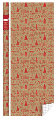 Foil Embossed Kraft Roll Wrap - 30" x 120" - Christmas Notions