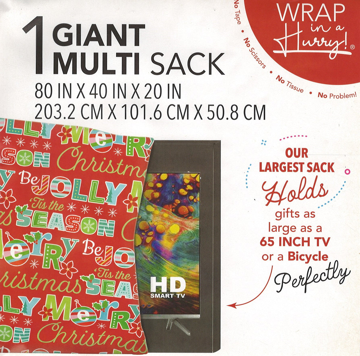 Massive TV or Bike Gift Bag - Christmas Joy