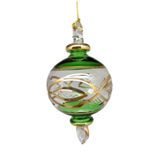 Etched Sphere Glass With Gold Accents - Green