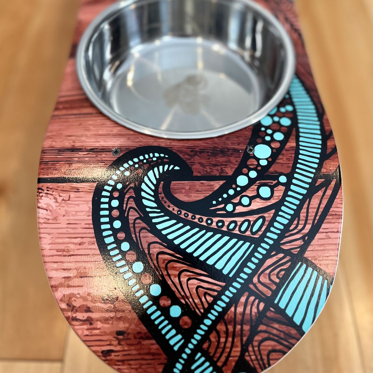Island Time - Elevated Skateboard Cat Feeding Stand with 2 Bowls
