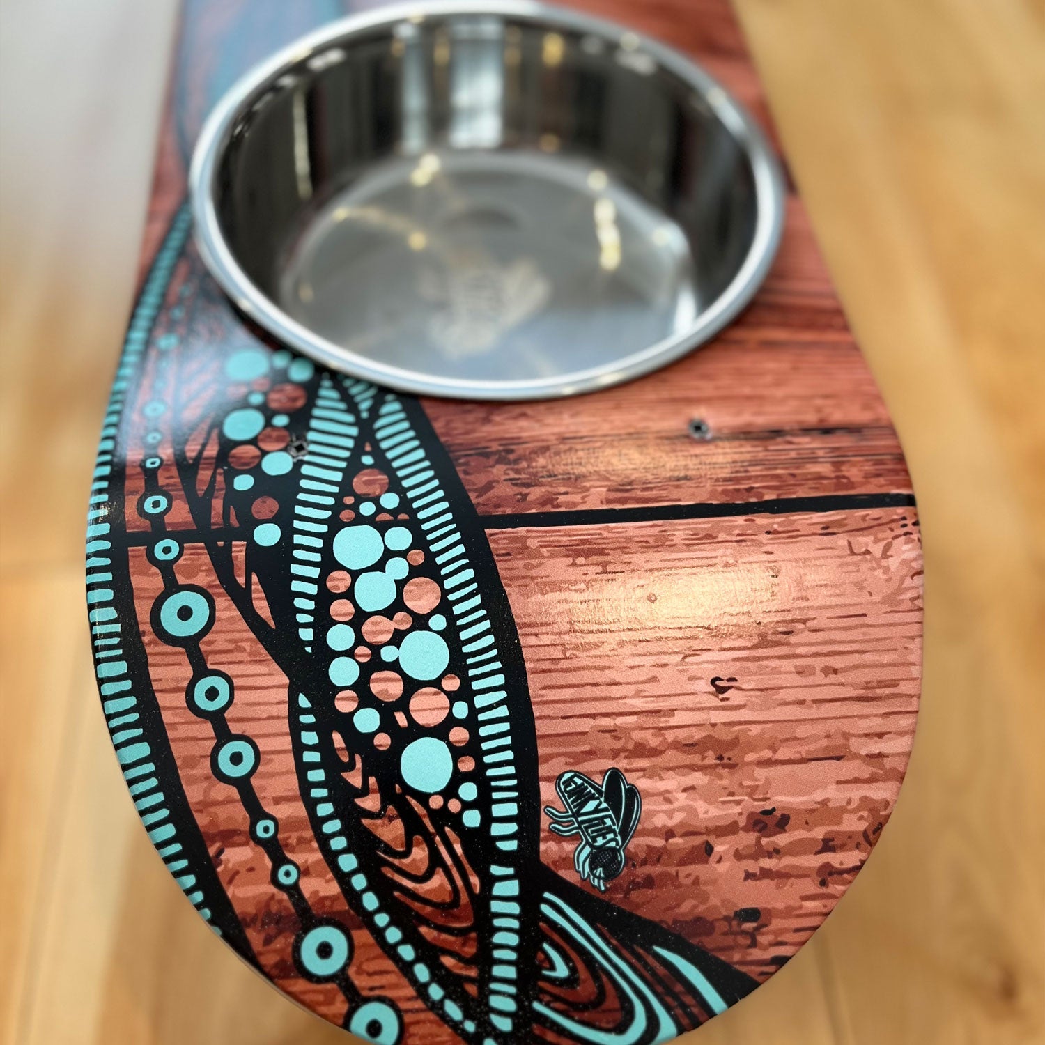 Island Time - Elevated Skateboard Dog Feeding Stand with 2 Bowls