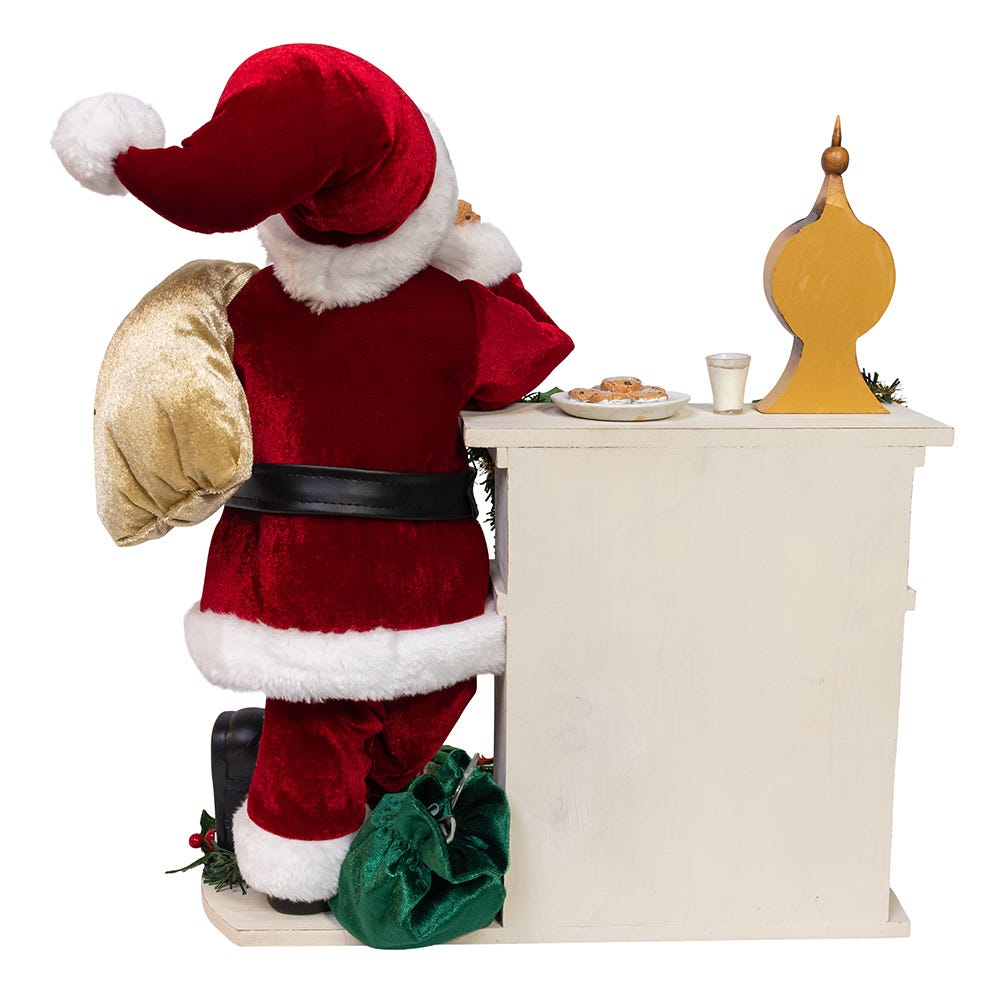Charming Santa with LED Fireplace Mantle - 17 Inches