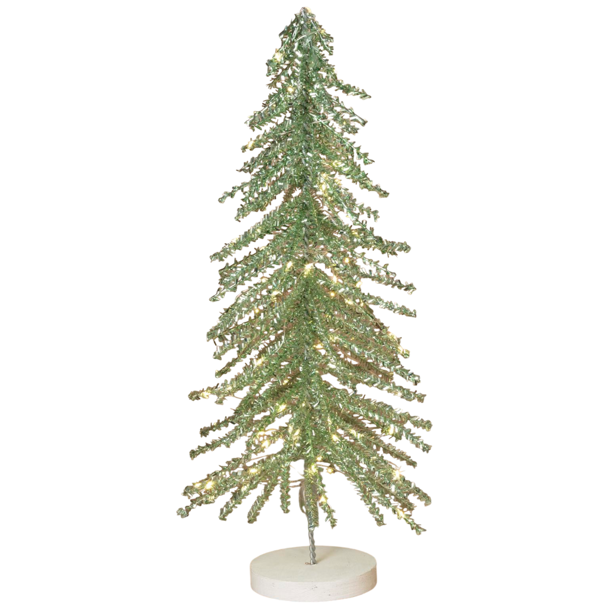 Lighted Tinsel Christmas Tree - 20 Inch - Green