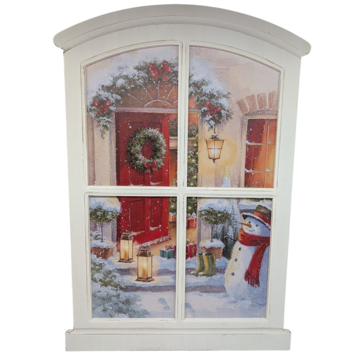 Lighted Winter Window Wall Hanging - Festive Front Door