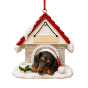 Ceramic Doghouse Ornament - Dachshund- Black