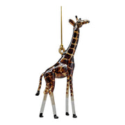 Amber and Cognac Giraffe Ornament with Clear Glass Legs