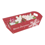 Cookie Tray With Cello Wrap - Snowflakes on Red