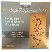 Orange Lighted Halloween Black Garland