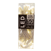 50-Light Pure White Frosted LED White Wire Light Set