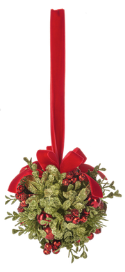 Velvet Ribbon Door Decor Kiss Balls - Red