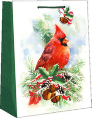 Traditional Large Christmas Gift Bag - Christmas Cardinal