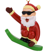 Snowboarding Santa Ornament