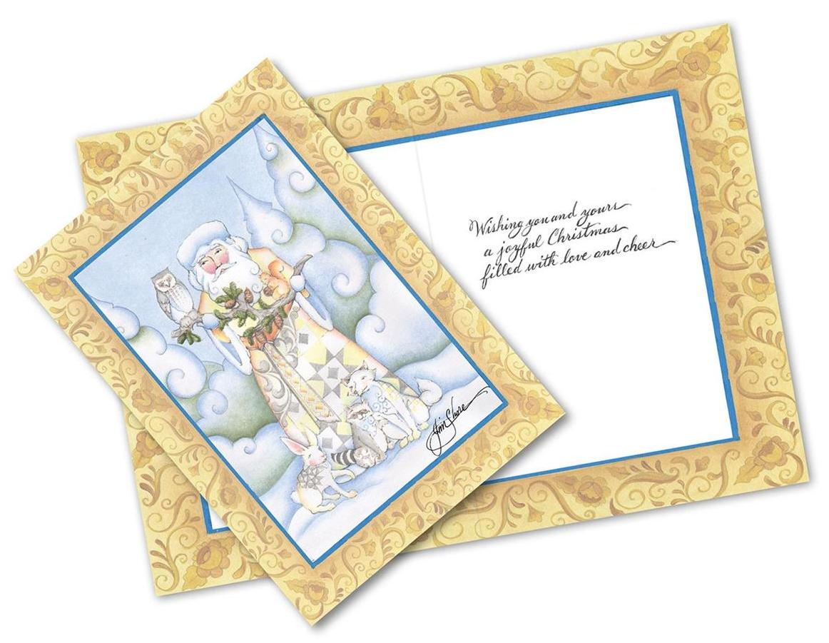 White Woodland Santa - Jim Shore Christmas Cards - Set of 10