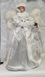 16 Inch Snowy Angel Treetopper - Silver