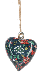 Mini Botanical Heart Ornament - Dark Green