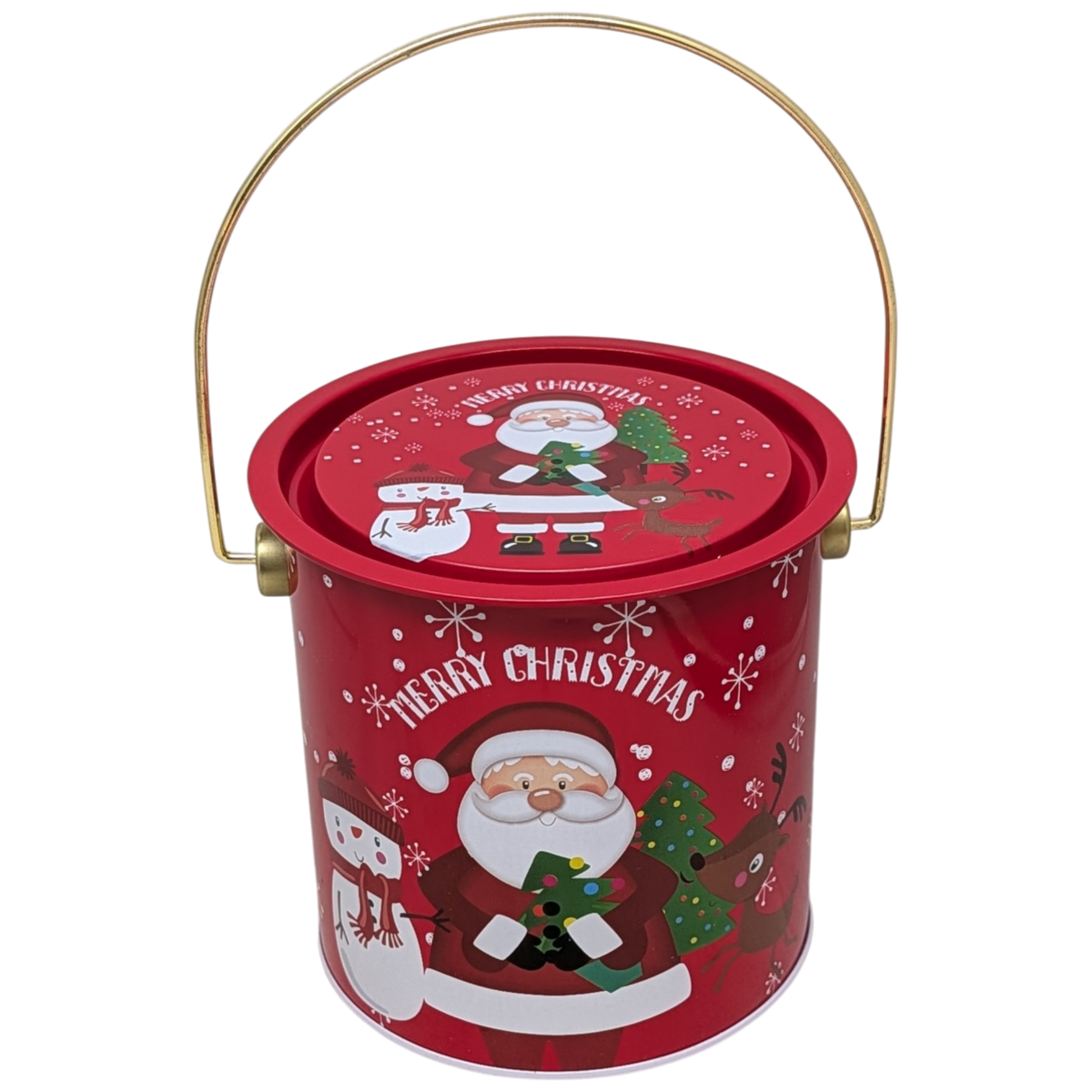 Gift Tin with Handle and Lid - Santa and Friends