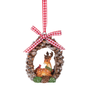 Festive Reindeer Forest Pinecone Wreath Ornament