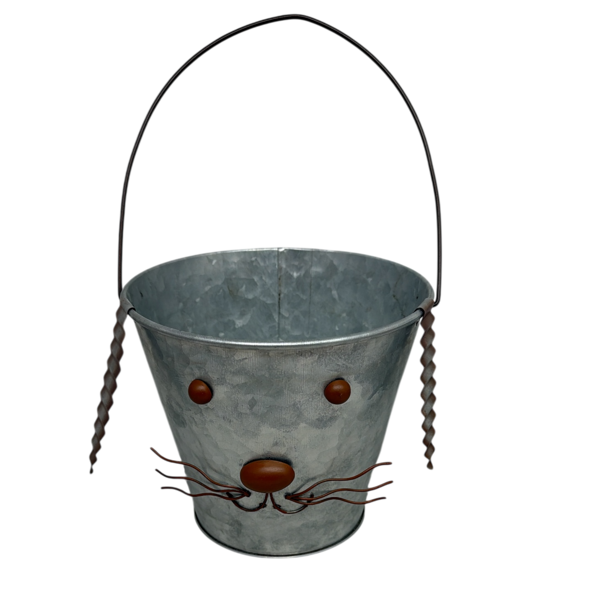 Galvanized Metal Bunny Design Bucket with Ears - Small