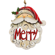 Laser Cut Wooden Ornament - Merry Santa Beard