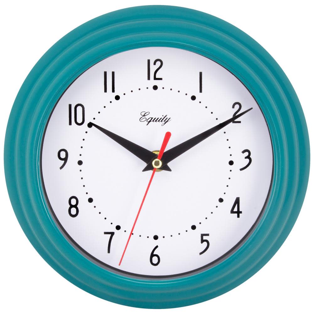Wall Clock Analog Equity 8” Face-white Frame-blue-teal by Homeportonline