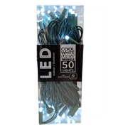 50-Light 5MM Cool White Frosted Twinkle LED Green Wire Light Set