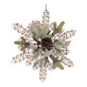 Botanical Snowflake 16 Inch Wall Ornament - White