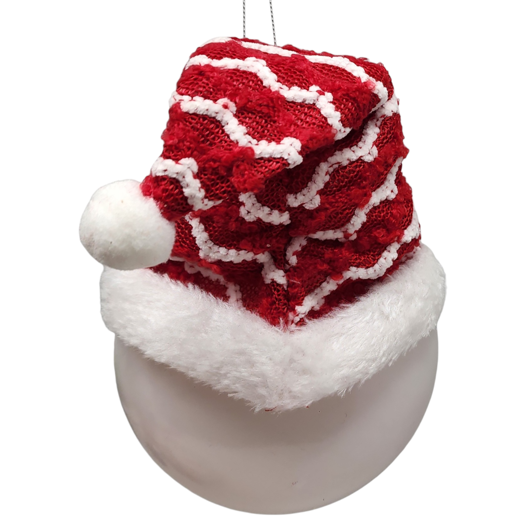 Glass "Lightable" Snowman Ornament - Knit Santa Hat