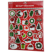 60 Count Peel and Stick Gift Tags -  Wreath / Holly / Stocking