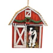 Holiday Barn with Cow Ornament