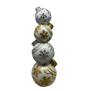 Lighted Silver and Gold Ornament Stack - 15 Inch