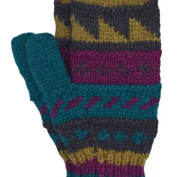 Patterned Mittens-Pure Wool-Knitted