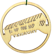 Round Wooden Vermont Covered Bridge Ornament