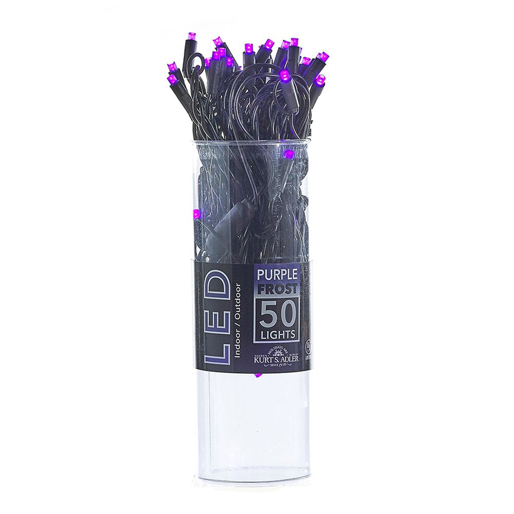 50-Light Purple Frost LED Black Wire Light Set