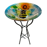 Bumble Bee Fused Glass Bird Bath