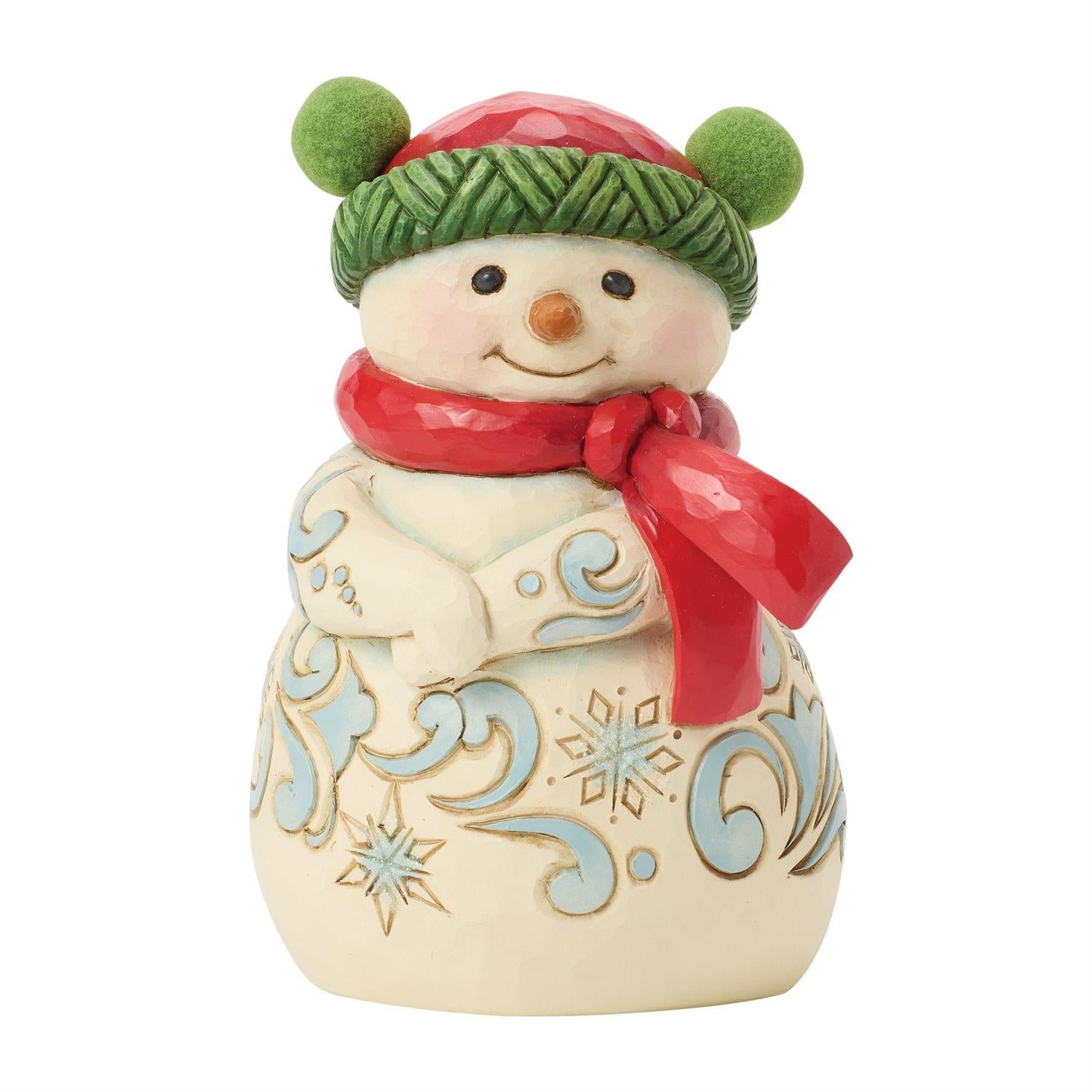 Snowman Pom Pom Hat Figurine