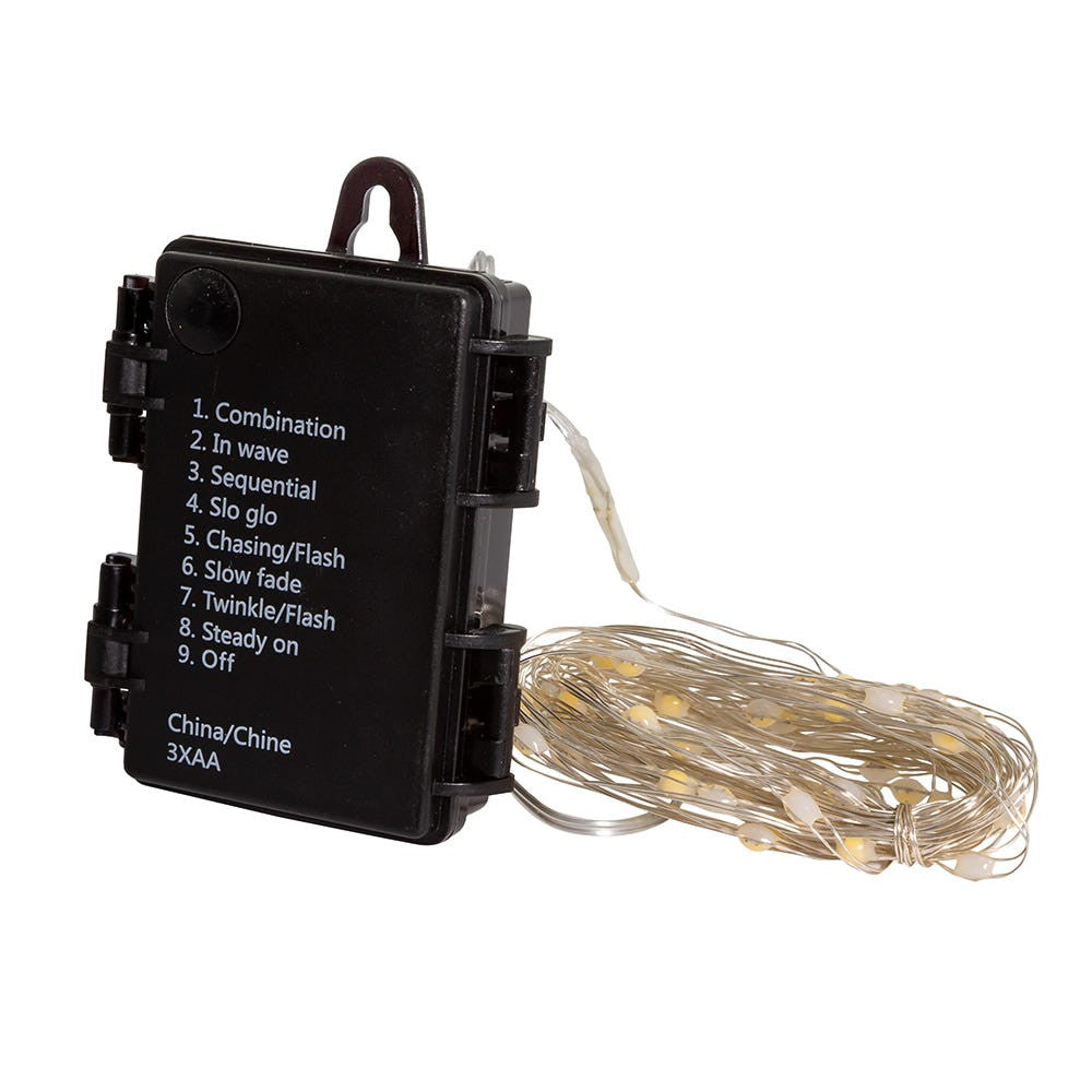Warm White LED Multifunction Silver Wire Fairy Light Set