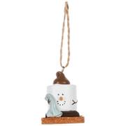 S'mores Baby in Blue: A Cozy Campfire Cherub Ornament