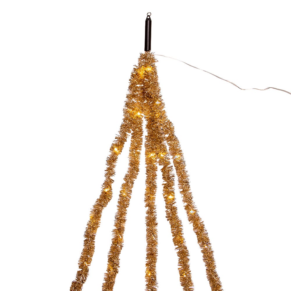 Champagne Iridescent Tinsel With Warm White Superbright LED Cascade Light - 6.5' - 100 Light