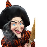 Black and Orange Fabric Sitting Halloween Witch