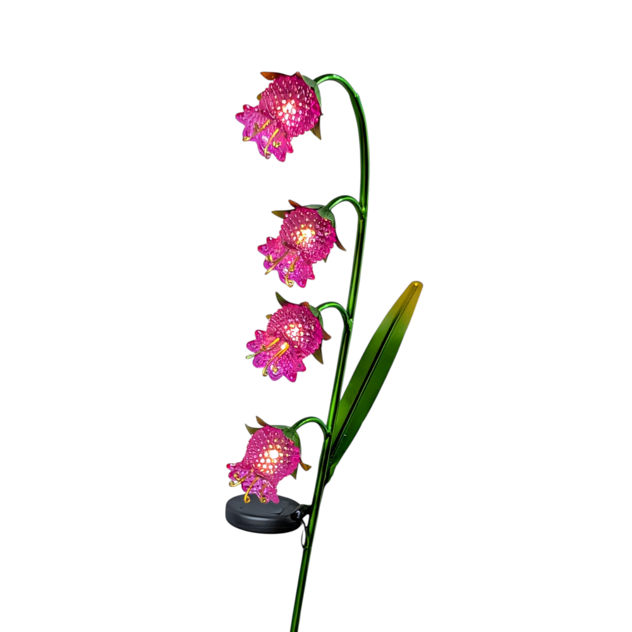 Solar Lighted Glass Flower 40" Stake -