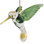 Egyptian Glass Hummingbird Ornament - Green with Yellow Beak
