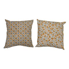 Throw Pillow Square Cotton Kantha Stitch 18" Multi Color 2 Styles (Sold Individually) by Homeportonline