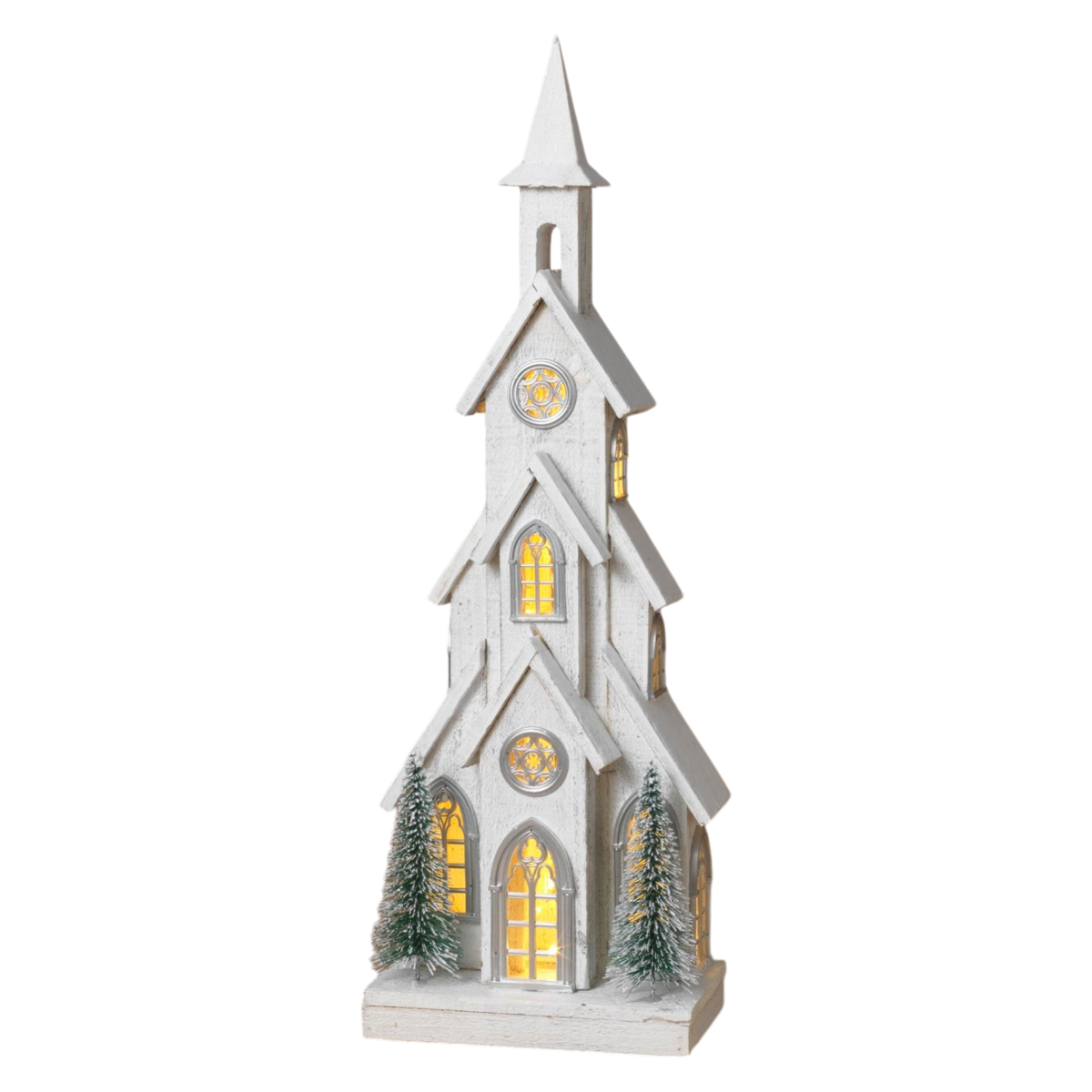 The Lighted Wooden Holiday Church - 28 Inches tall