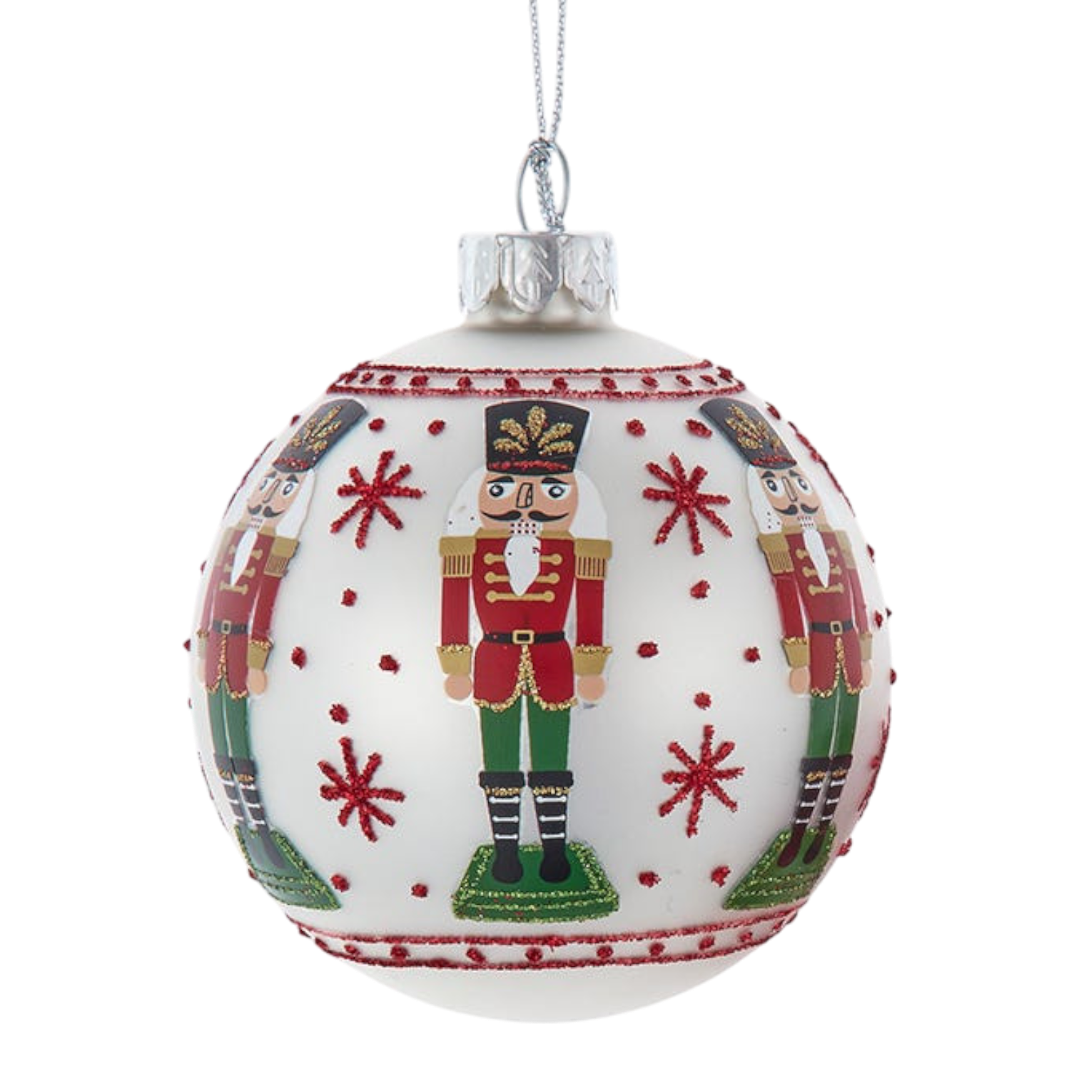 Glass Nutcracker Design Ball Ornaments - 4-Piece Set