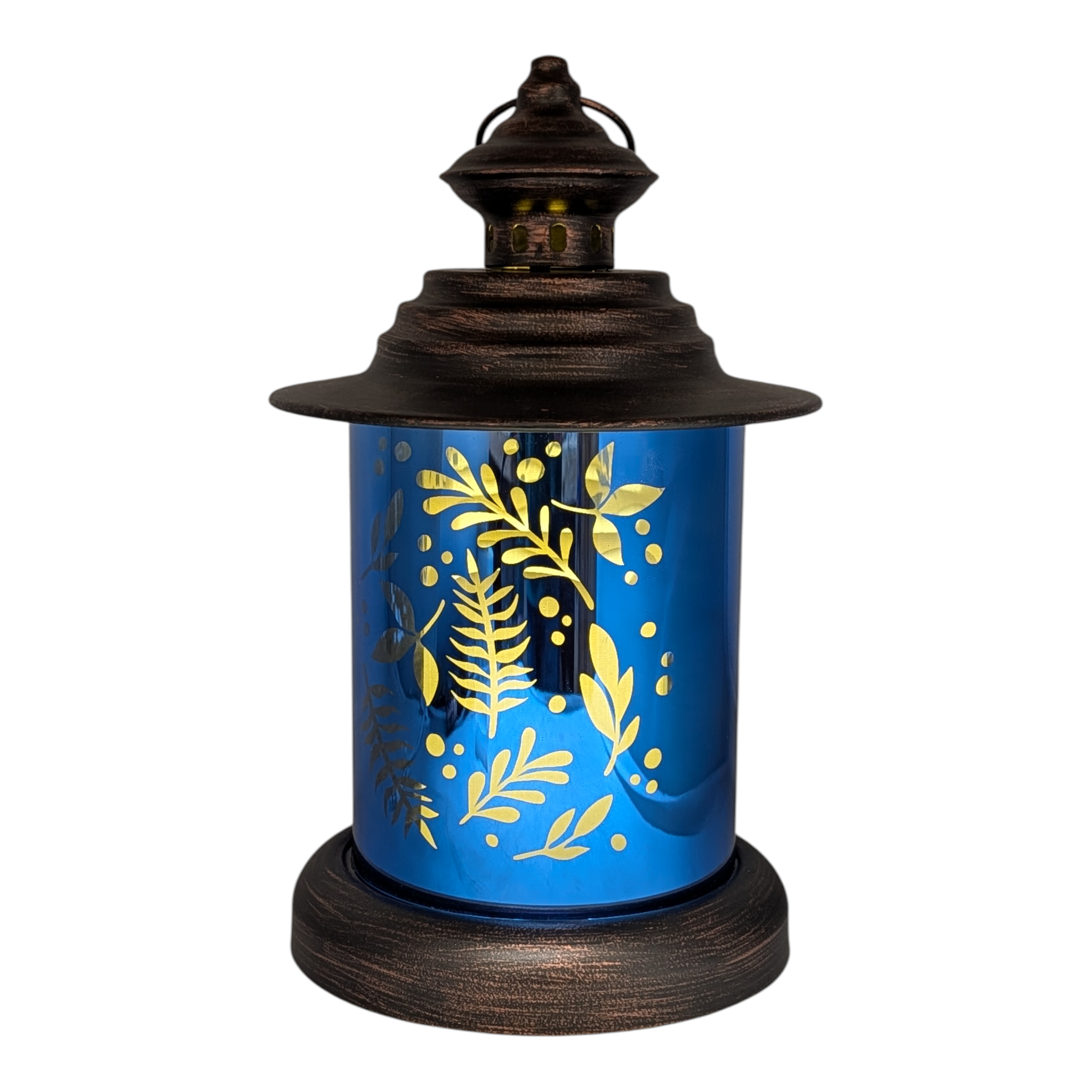 Floral Glass Cylinder Lantern -